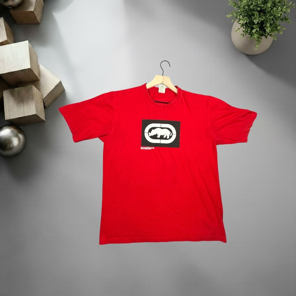 Vintage Ecko Unltd Rhino Graphic T-Shirt Red XL Y2K Streetwear Boxy Fit 1010